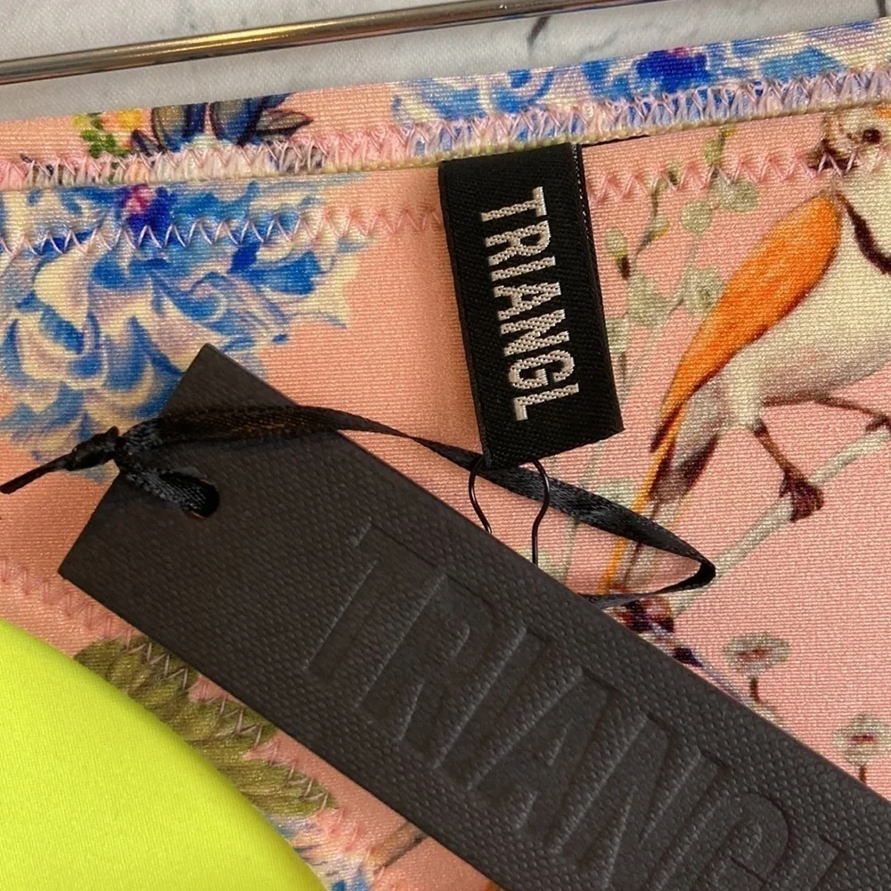 Triangl Swimwear NWT Bird Tropical Floral Pink Bikini Bottoms XL Sexy Vacation